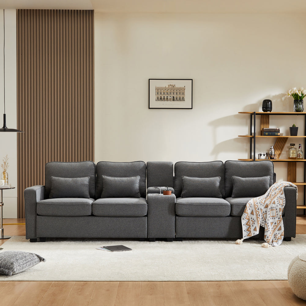 Modern Linen Four- to Five-Seater Sofa 90*83*88Cm, Simple Living Room Sofa, Elegant Lazy Sofa, High-Back Sofa, High-Elastic Foam Sofa Bed, Straight Sofa Set, Large Home Sofa, Nordic Fabric Living Room Furniture Set, Simple Linen Sofa Bed, Small Italian L