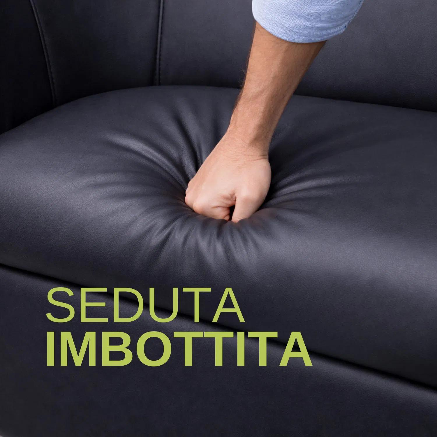 Divano Pozzetto 2 Posti in Ecopelle Nera – Design Elegante con Struttura Robusta, per Casa e Ufficio, Made in Italy