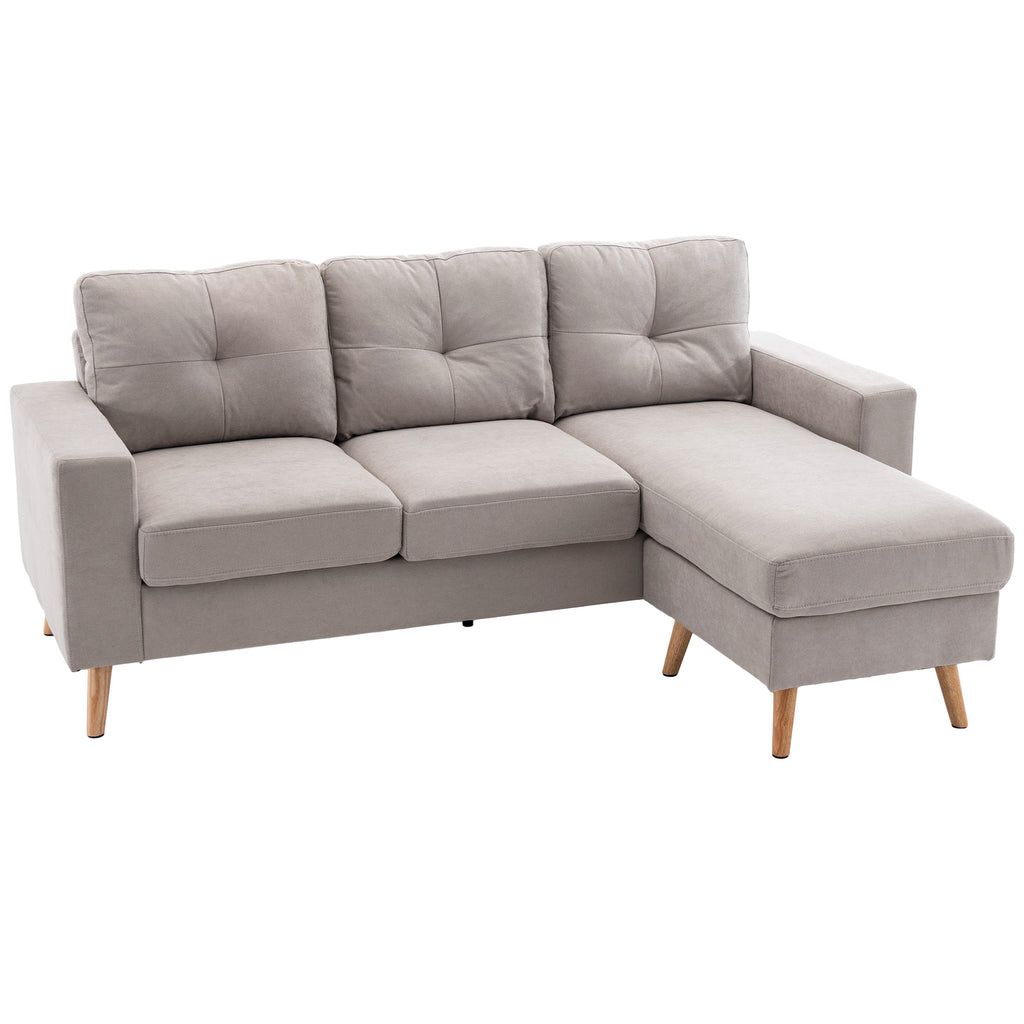 Divano Angolare in Tessuto a Forma di L, Set Divano in Aspetto Lino, Set Angolare con Chaise Longue per 3 Persone, Divano Angolare per Soggiorno, 193 x 136 x 85 cm