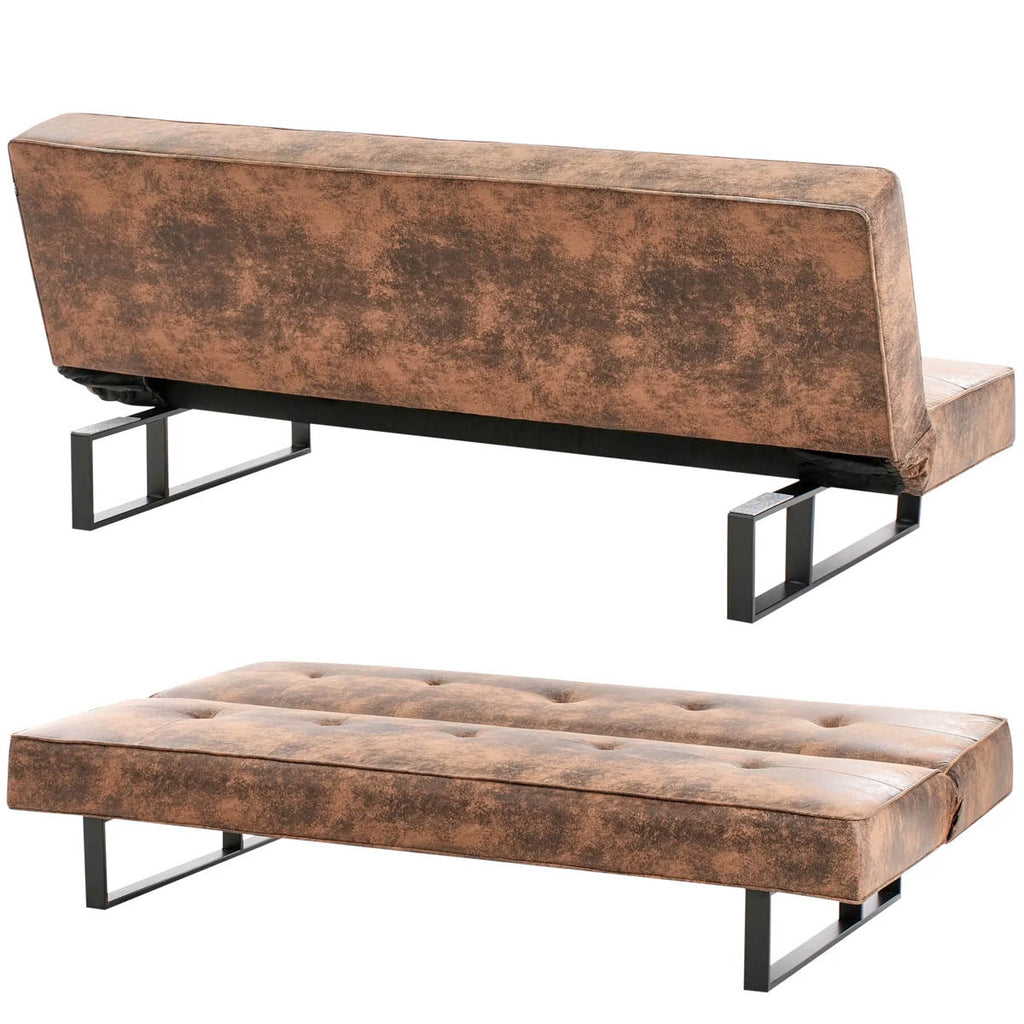 BAKAJI Divano Letto Reclinabile Clic Clac 3 Posti Reclinabile, Rivestimento in Pelle Sintetica, Seduta Imbottita ad Alta Densità e Ergonomica, Gambe Metallo Apertura e Chiusura Facilitata