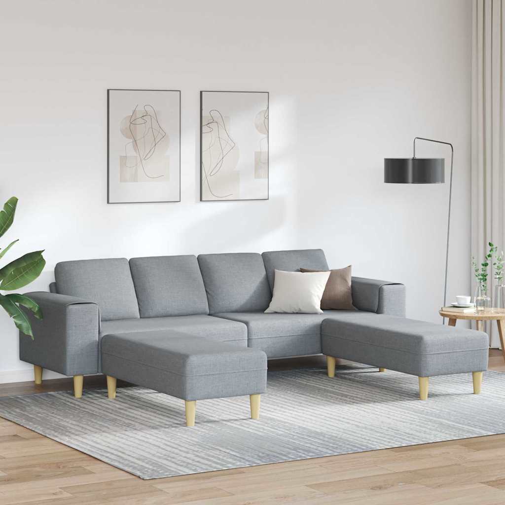 Set divano 3 pezzi in tessuto grigio chiaro - Arredamento moderno per soggiorno, comodo divano angolare con morbida imbottitura, accogliente divanetto per casa, appartamento, dormitorio, elegante divano suite contemporaneo