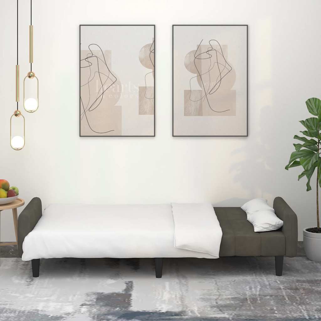 Divano Letto a 2 Posti Grigio Scuro in Velluto - Divano Letto, Divano Moderno, Velluto, Divano 2 Posti, Arredo Soggiorno, Mobiliar, Divano Grigio Scuro, Comfort e Stile