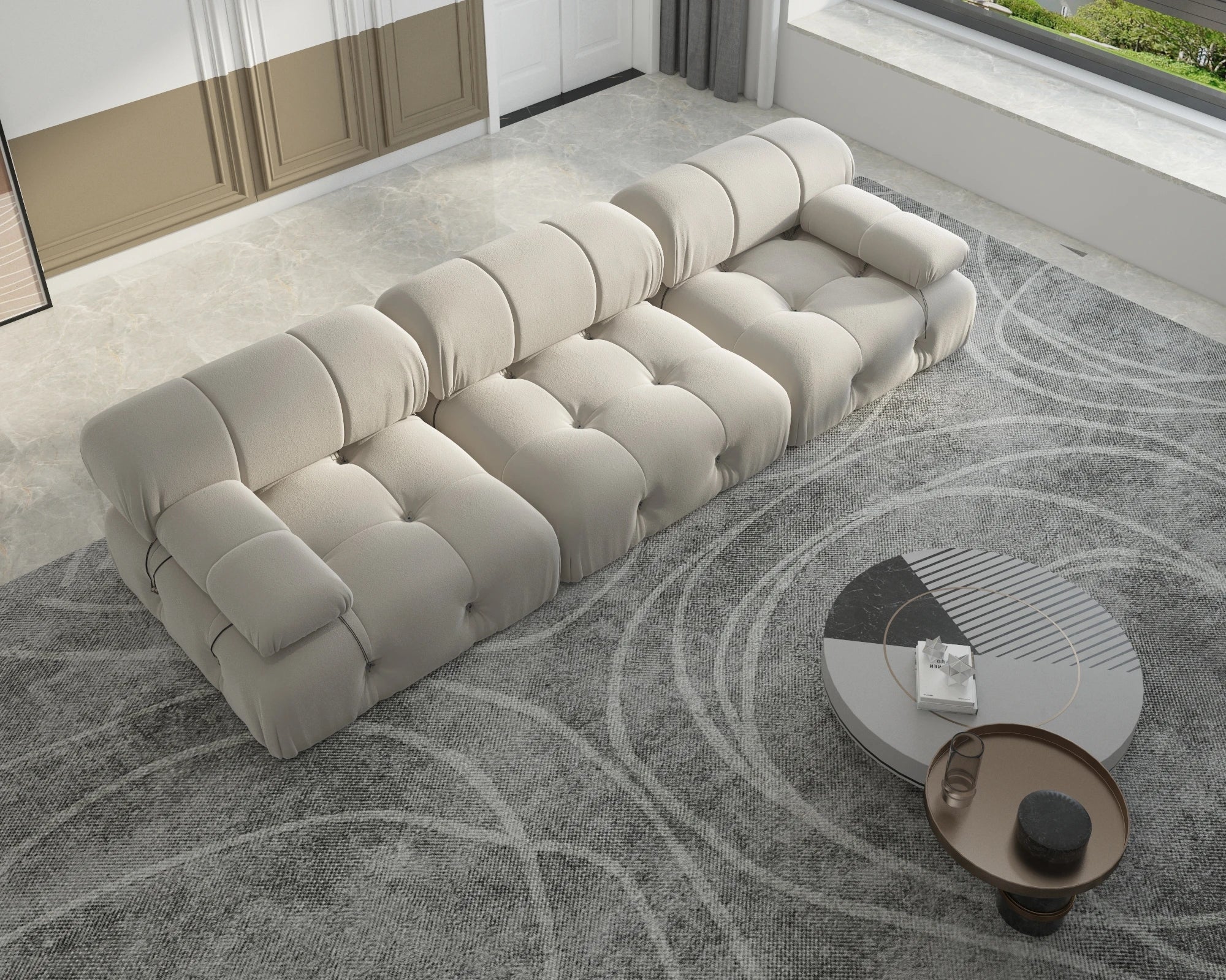 104" Minimalist Modular Sectional Sofas Modern Velvet Convertible Couches 3 Seats Living Room Sofa Sets for Office Apartment