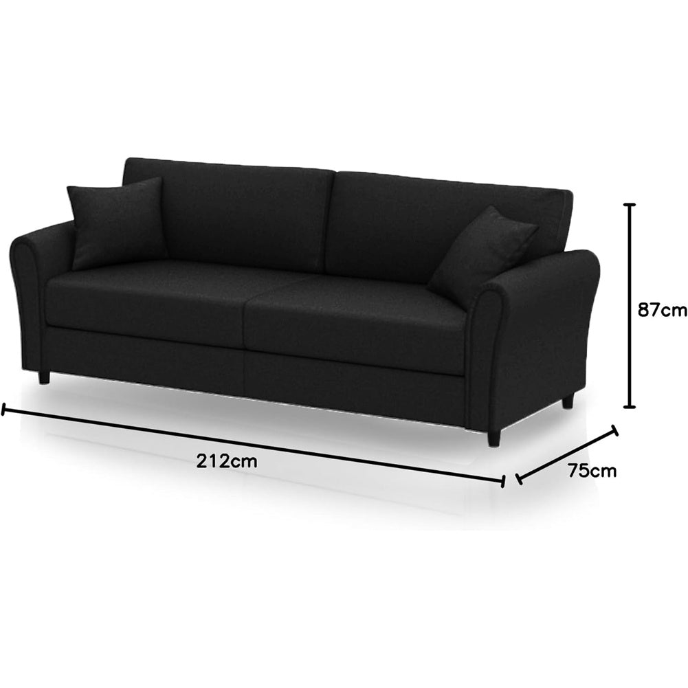 Shally Dogan Divano 3 Posti con Rivestimento in Tessuto e Struttura in Legno Robusta, Sofa Premium Relax con Imbottitura Extra Morbida ad Alta Densità, Altezza Piedini Affusolati 10 cm