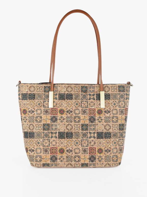 Solada Borsa donna effetto sughero con stampe
