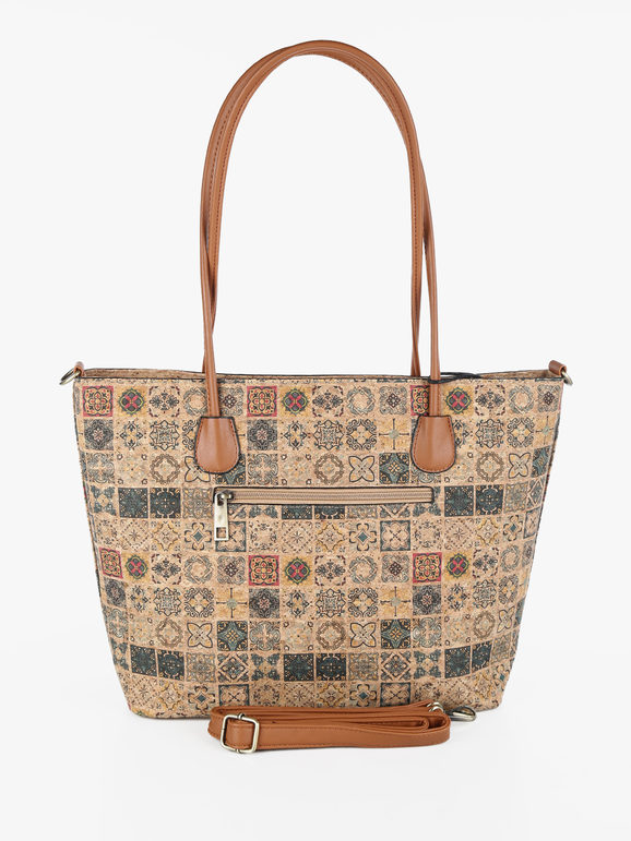 Solada Borsa donna effetto sughero con stampe