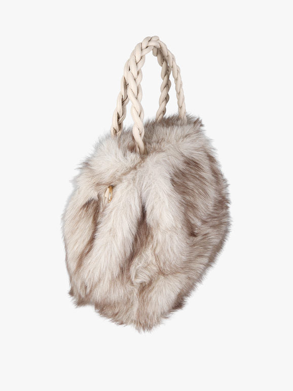 Solada Borsetta in pelliccia sintetica con doppi manici intrecciati