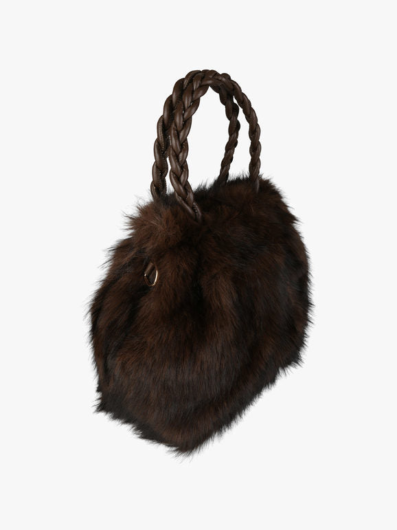 Solada Borsetta in pelliccia sintetica con doppi manici intrecciati