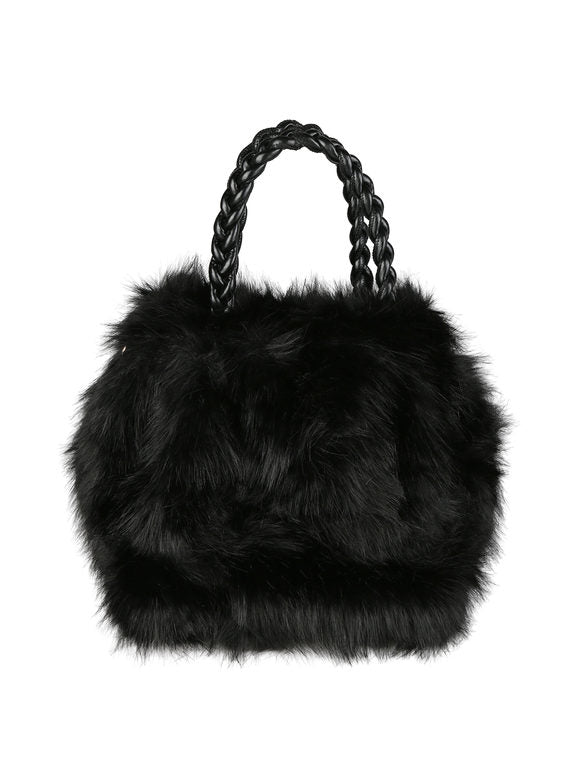 Solada Borsetta in pelliccia sintetica con doppi manici intrecciati