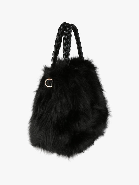 Solada Borsetta in pelliccia sintetica con doppi manici intrecciati